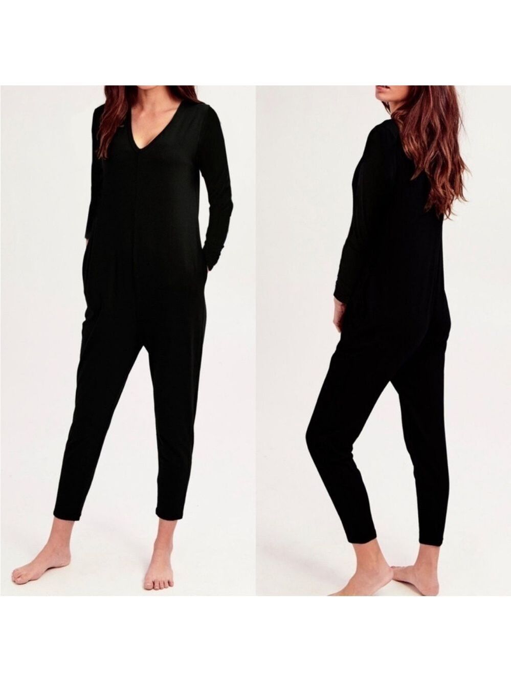 Smash + Tess The Friday Romper Black Long Sleeve Loungewear Onesie Size XS
